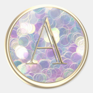 ALL INITIALS Monogram Iridescent Glitter Classic Round Sticker