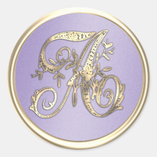 All Initials Monogram  Lavender Purple Classic Round Sticker