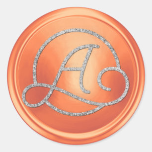 ALL INITIALS Silver Circle Monogram Copper Classic Round Sticker