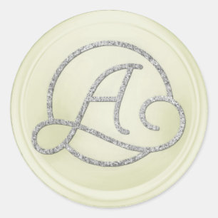 ALL INITIALS Silver Circle Monogram Off White Classic Round Sticker
