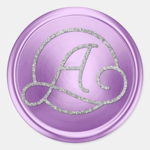 ALL INITIALS Silver Circle Monogram Orchid Purple Classic Round Sticker