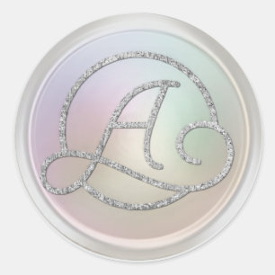 ALL INITIALS Silver Circle Monogram Pearl Grey Classic Round Sticker