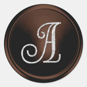 ALL INITIALS Silver Monogram 3 Chocolate Classic Round Sticker