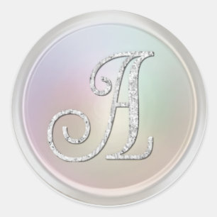 ALL INITIALS Silver Monogram 3 Pearl Grey Classic Round Sticker