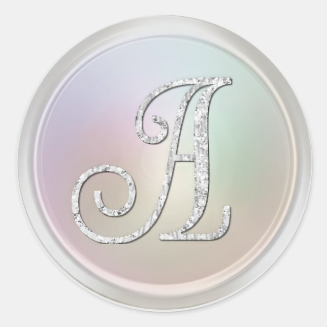 ALL INITIALS Silver Monogram 3 Pearl Grey Classic Round Sticker (Front)