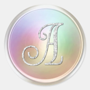 ALL INITIALS Silver Monogram 3 Pearly Classic Round Sticker