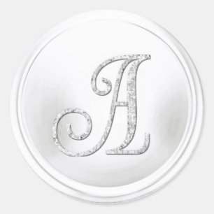 ALL INITIALS Silver Monogram 3 White Classic Round Sticker