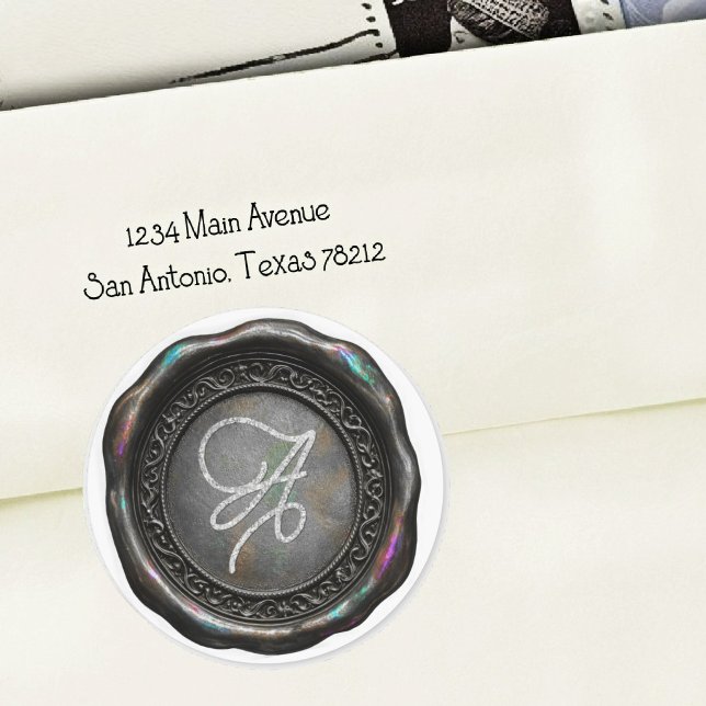 ALL INITIALS Silver Monogram Iridescent Silver Classic Round Sticker (Creator Uploaded)