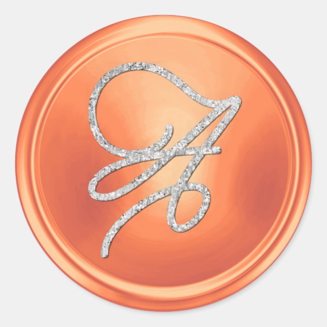 ALL INITIALS Silver Script Monogram Copper Classic Round Sticker (Front)