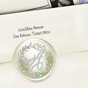 ALL INITIALS Silver Script Monogram Off White Wrth Classic Round Sticker