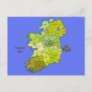 All Irish Map of Ireland Postcard