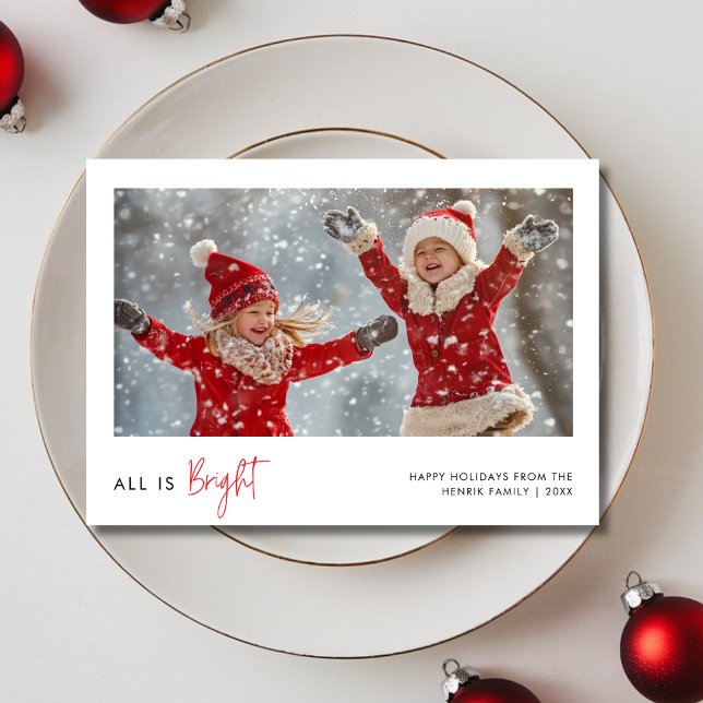All Is Bright Christmas Kids Fun Photo Greetings Holiday Card (Creator Uploaded)