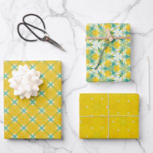 All Is Bright Collection Zesty Yellow Citrus Burst Wrapping Paper Sheet