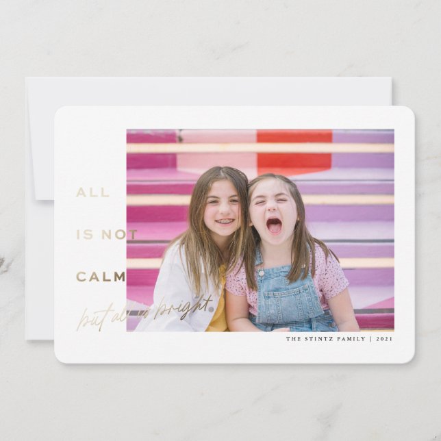 All Is Bright Colourful Faux Foil Funny Christmas Invitation (Front)