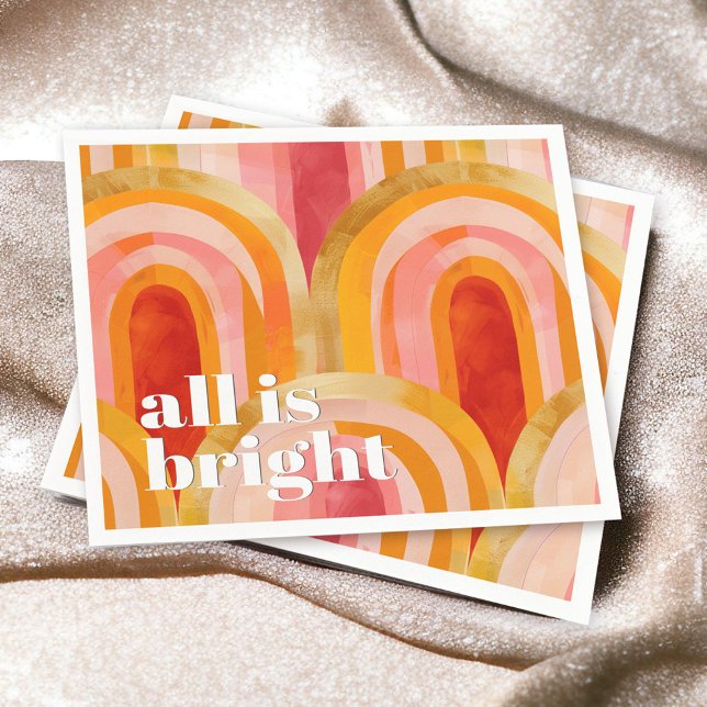 All is Bright Colourful Festive Holiday Napkin (Creator Uploaded)
