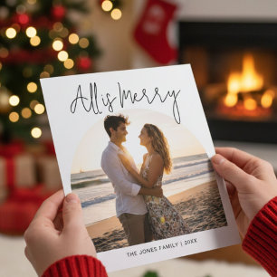All Is Bright Couple Christmas Card Romantic card