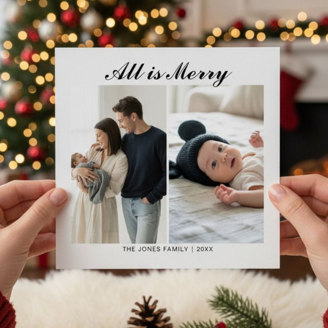 All Is Bright Family   Minimal Holiday card (Creator Uploaded)