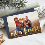 All is Bright Full Photo<br><div class="desc">Festive holiday photo card features your favourite horizontal or landscape orientated photo in full bleed, with "all is bright" overlaid in gold foil hand lettered brush typography. Personalise the front of the card with your names and short holiday message (shown with "merry Christmas"), and add three additional photos to the...</div>