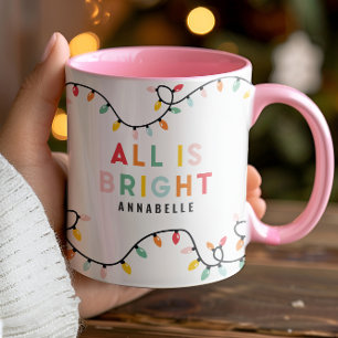 All is bright fun modern bright Christmas twinkle Mug
