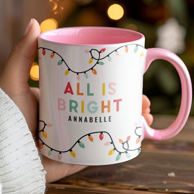 All is bright fun modern bright Christmas twinkle  Mug (Creator Uploaded)