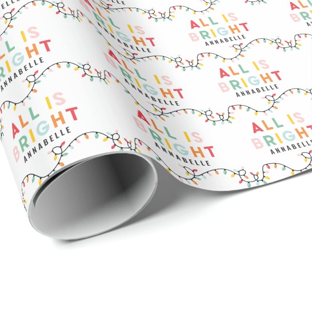 All is bright fun modern bright Christmas twinkle  Wrapping Paper (Roll Corner)