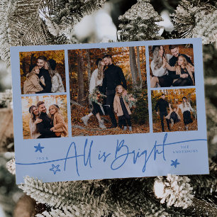 All Is Bright Icy Blue Multi Photo Holiday Card