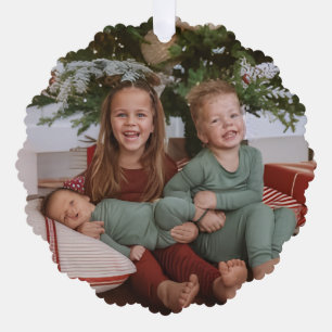 All Is Bright Modern Minimal Christmas Kids Photo Tree Decoration Card
