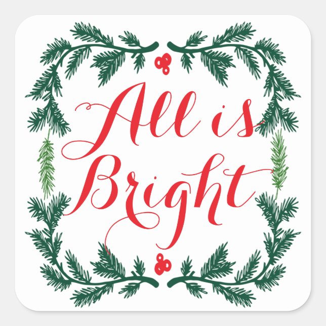 All is Bright Pine Wreath Stickers (Front)