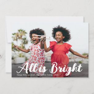All is bright script photo holiday card