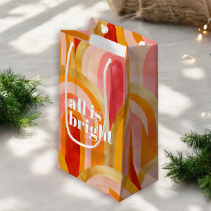 All is Bright Whimsical Colourful Happy Holiday Small Gift Bag