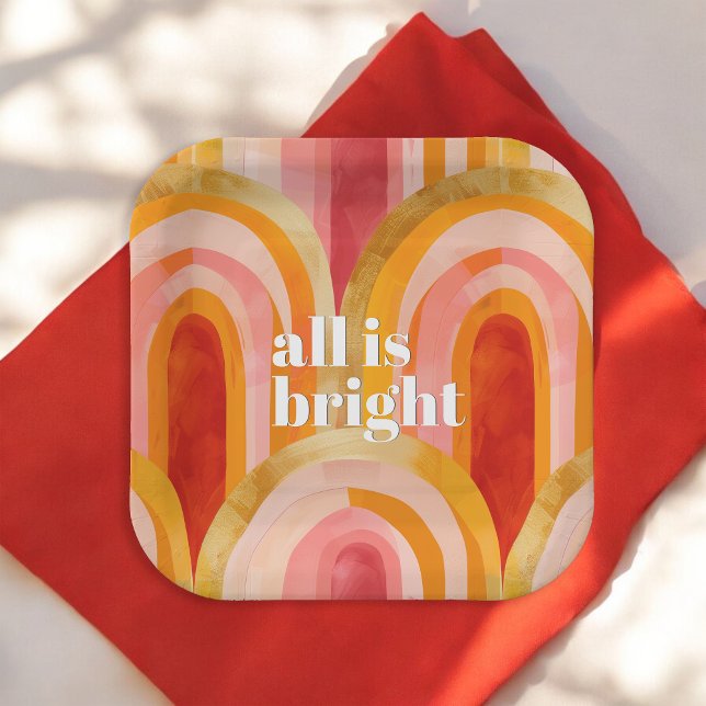 All is Bright Whimsical Festive Christmas Holiday Paper Plate (Creator Uploaded)