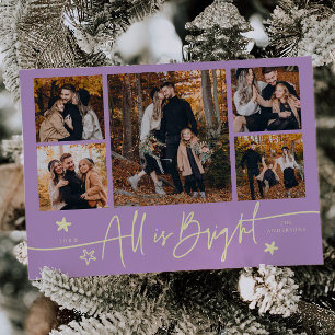 All Is Bright Wisteria Multi Photo Holiday Card