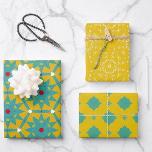 All is Bright Yellow & Blue  Wrapping Paper Sheet