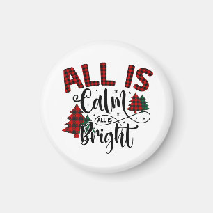 All is Calm All is Bright Buffalo Plaid Pattern Magnet