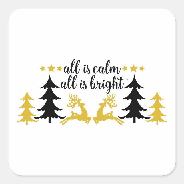 All Is Calm All Is Bright Christmas Sticker  (Front)