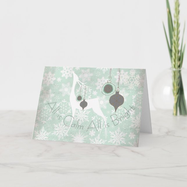 All is Calm All is Bright Deer Greeting Card (Front)