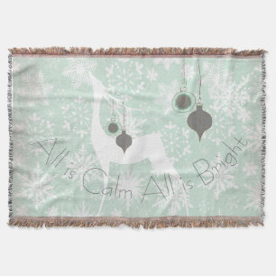All is Calm All is Bright Deer Holiday Throw