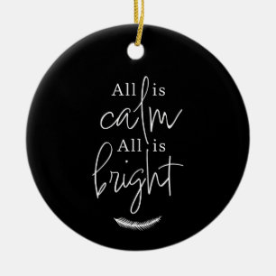 All Is Calm, All is Bright Modern Black Round Ceramic Tree Decoration