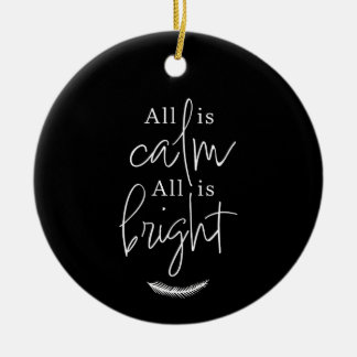 All Is Calm, All is Bright Modern Black Round Ceramic Tree Decoration