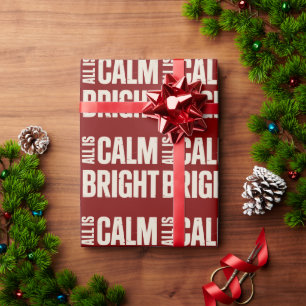 All Is Calm All Is Bright Retro Family Christmas  Wrapping Paper