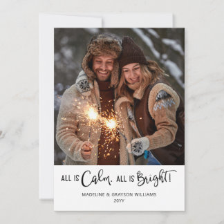 All is Calm All is Bright Two Photo Holiday Card