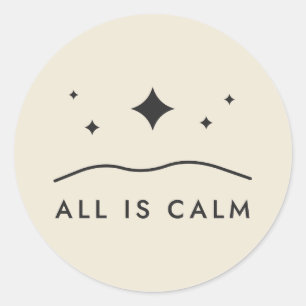 All Is Calm Star Over Hills Minimal Christmas Classic Round Sticker