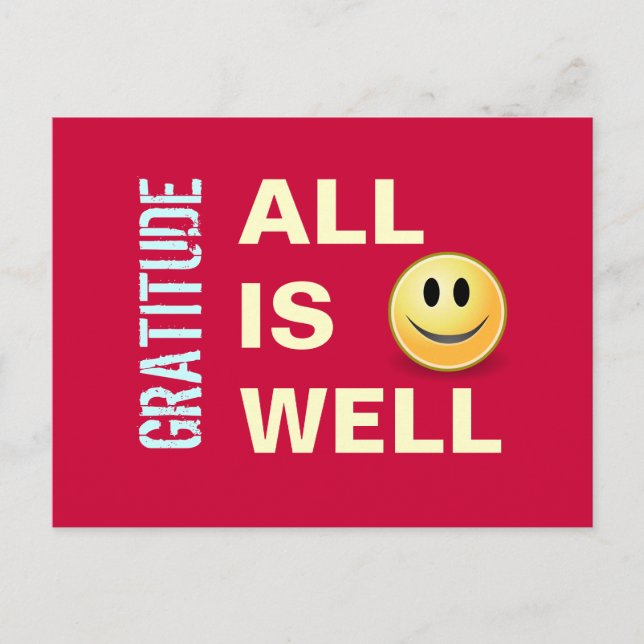 All Is Well GRATITUDE Postcard (Front)