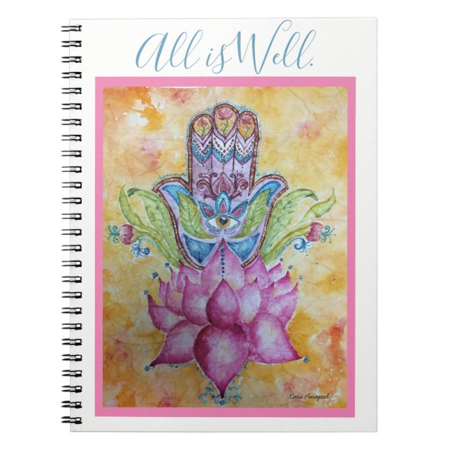 All is Well Hamsa Art Spiral Notebook (Front)