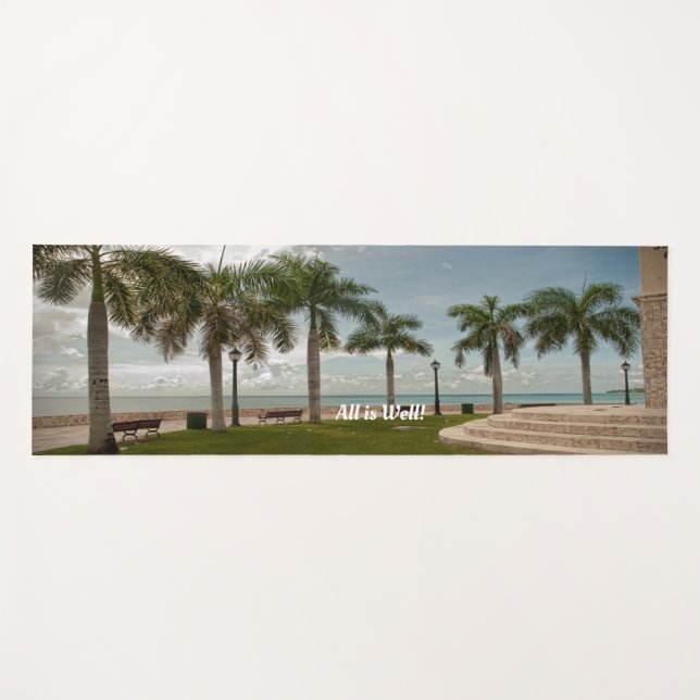 All Is Well Ocean Tropical Palms Nature Inspired Yoga Mat (Front (Horizontal))