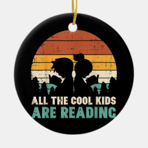 All Kids Are Reading Retro Read Book Lover Boys Gi Ceramic Tree Decoration