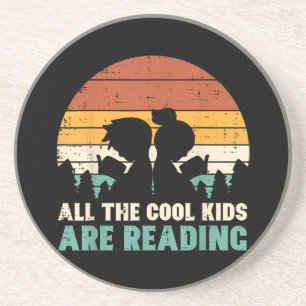 All Kids Are Reading Retro Read Book Lover Boys Gi Coaster