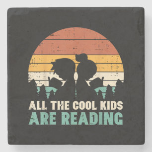 All Kids Are Reading Retro Read Book Lover Boys Gi Stone Coaster