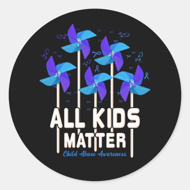 All Kids-Matter Pinwheel Child Abuse Prevention Aw Classic Round Sticker (Front)