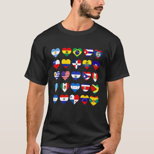 All Latin American Flags Countries Hispanic Herita T-Shirt (Front)
